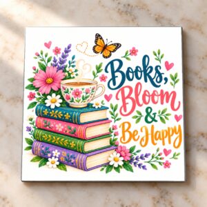 Books, Bloom & Be Happy Magnet