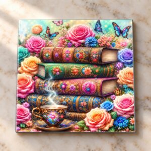 Books Flowers & Tea Magnet